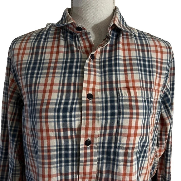 Banana Republic Mens Lightweight Flannel Button Up Shirt Small Red White Blue - Picture 4 of 5